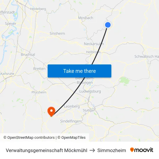 Verwaltungsgemeinschaft Möckmühl to Simmozheim map