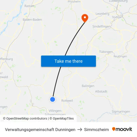 Verwaltungsgemeinschaft Dunningen to Simmozheim map