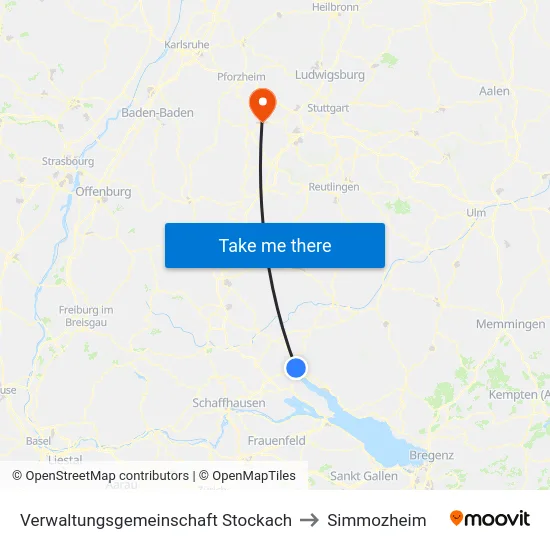 Verwaltungsgemeinschaft Stockach to Simmozheim map