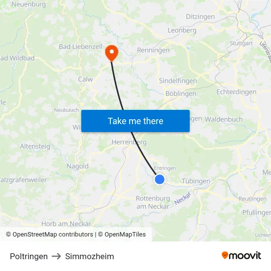 Poltringen to Simmozheim map