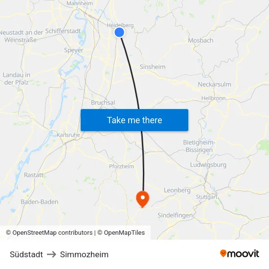 Südstadt to Simmozheim map