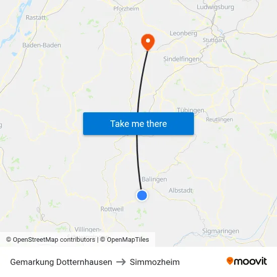 Gemarkung Dotternhausen to Simmozheim map
