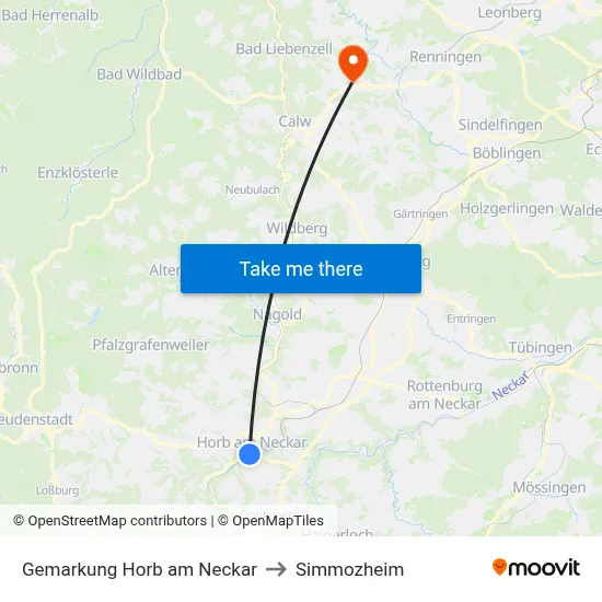 Gemarkung Horb am Neckar to Simmozheim map