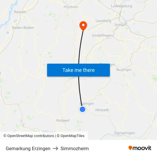 Gemarkung Erzingen to Simmozheim map