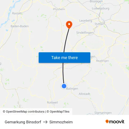 Gemarkung Binsdorf to Simmozheim map