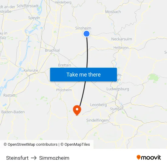 Steinsfurt to Simmozheim map