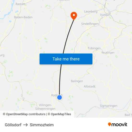 Göllsdorf to Simmozheim map