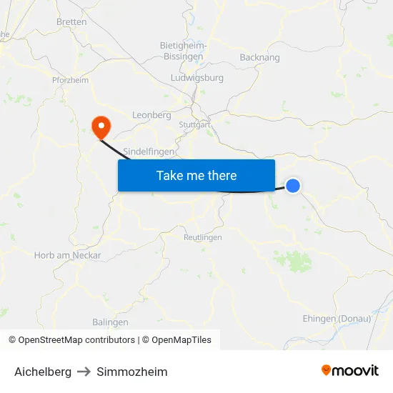 Aichelberg to Simmozheim map