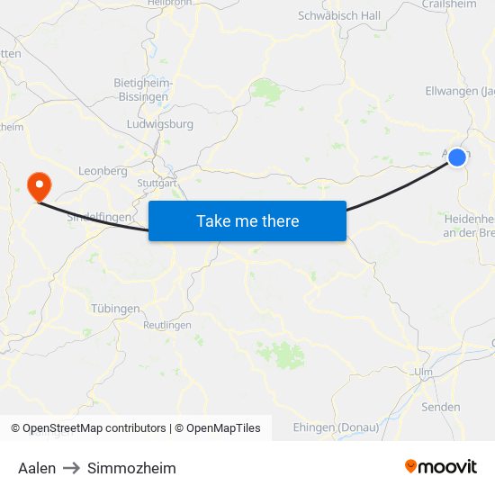 Aalen to Simmozheim map