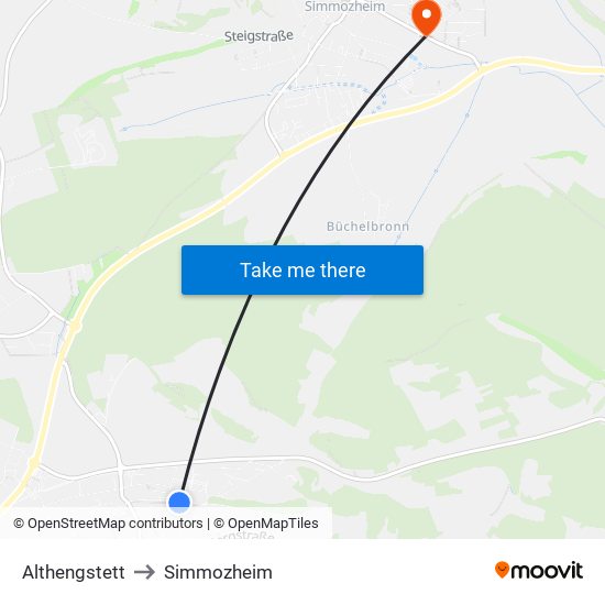 Althengstett to Simmozheim map