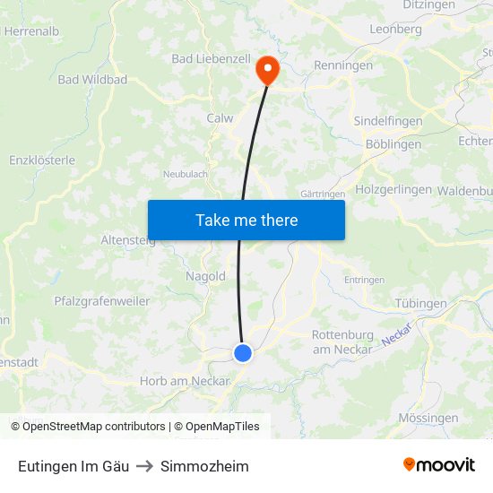 Eutingen Im Gäu to Simmozheim map