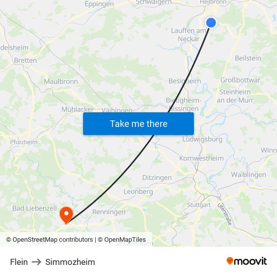 Flein to Simmozheim map