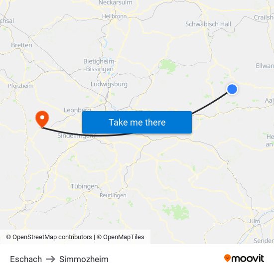 Eschach to Simmozheim map