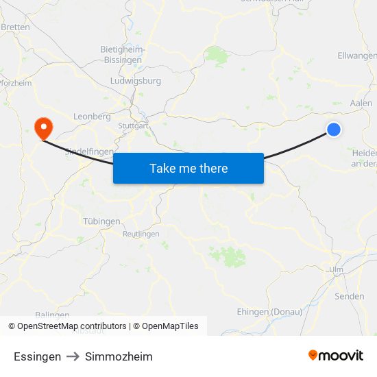 Essingen to Simmozheim map