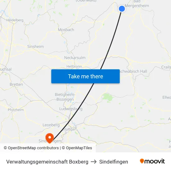 Verwaltungsgemeinschaft Boxberg to Sindelfingen map