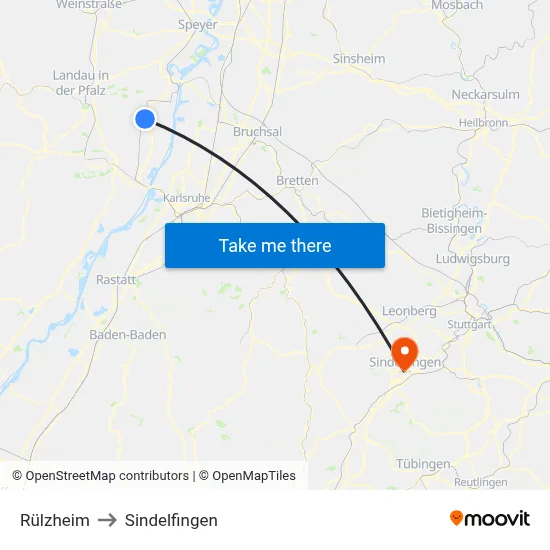 Rülzheim to Sindelfingen map