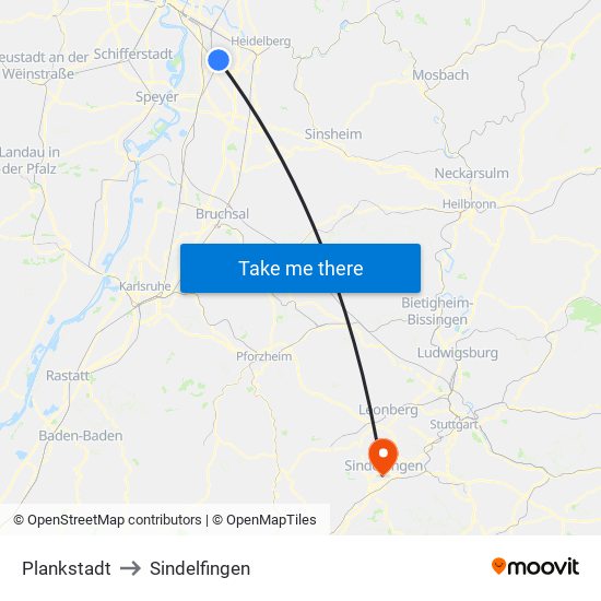 Plankstadt to Sindelfingen map