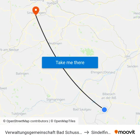 Verwaltungsgemeinschaft Bad Schussenried to Sindelfingen map