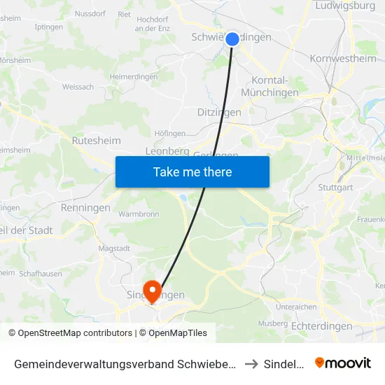 Gemeindeverwaltungsverband Schwieberdingen-Hemmingen to Sindelfingen map
