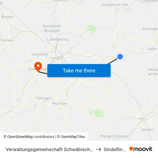 Verwaltungsgemeinschaft Schwäbisch Gmünd to Sindelfingen map
