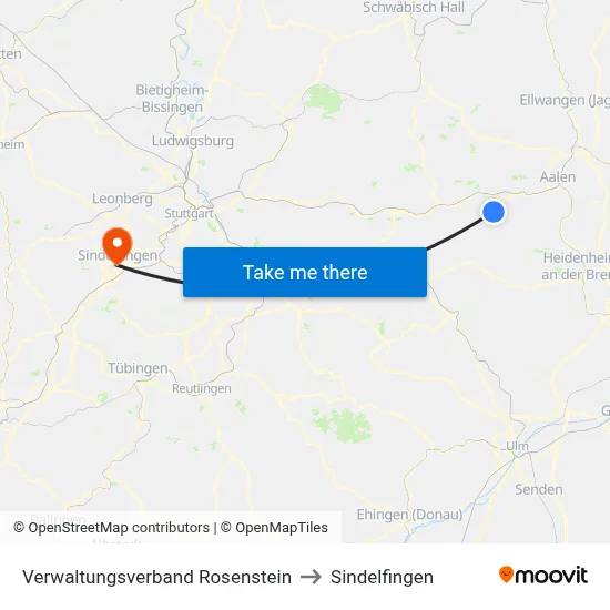 Verwaltungsverband Rosenstein to Sindelfingen map