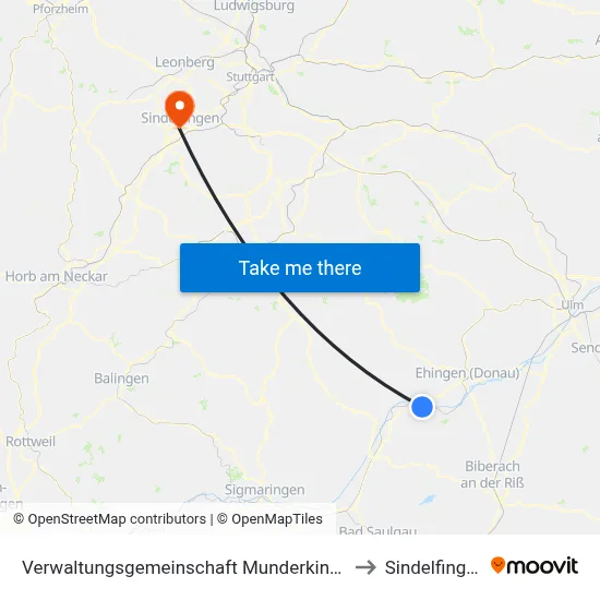 Verwaltungsgemeinschaft Munderkingen to Sindelfingen map