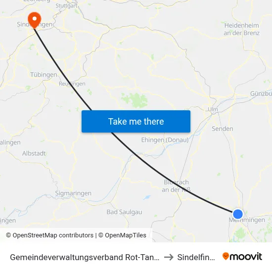 Gemeindeverwaltungsverband Rot-Tannheim to Sindelfingen map