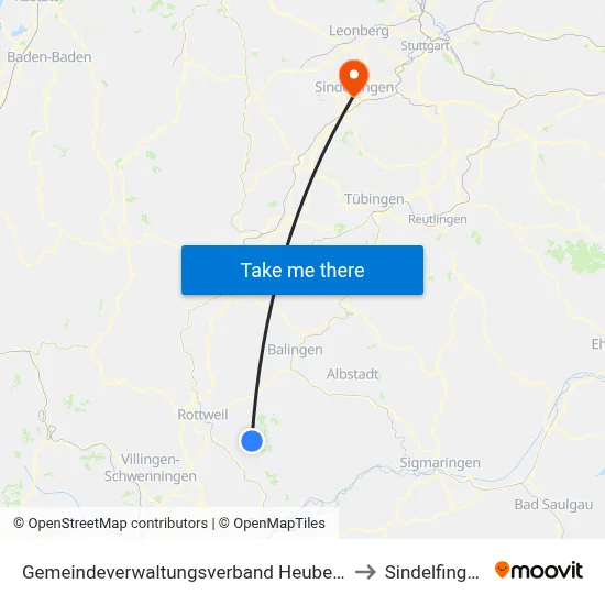 Gemeindeverwaltungsverband Heuberg to Sindelfingen map