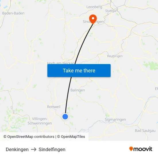 Denkingen to Sindelfingen map