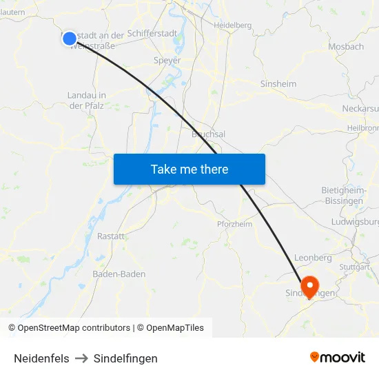 Neidenfels to Sindelfingen map