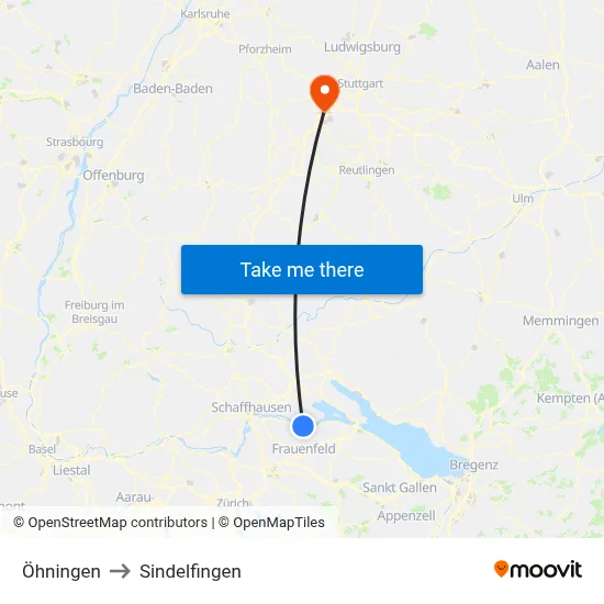 Öhningen to Sindelfingen map