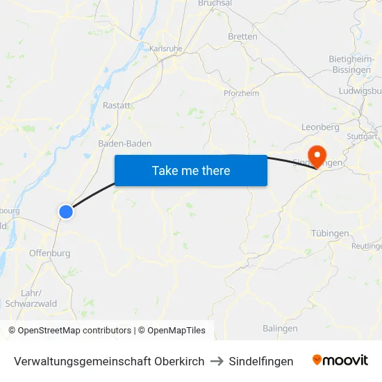 Verwaltungsgemeinschaft Oberkirch to Sindelfingen map
