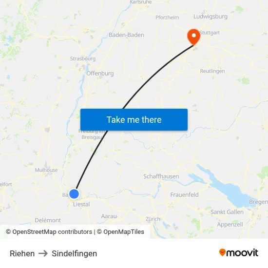 Riehen to Sindelfingen map