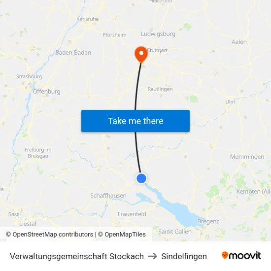 Verwaltungsgemeinschaft Stockach to Sindelfingen map