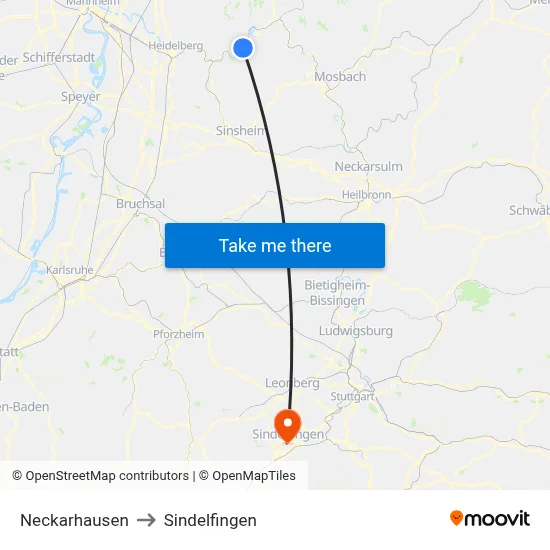 Neckarhausen to Sindelfingen map