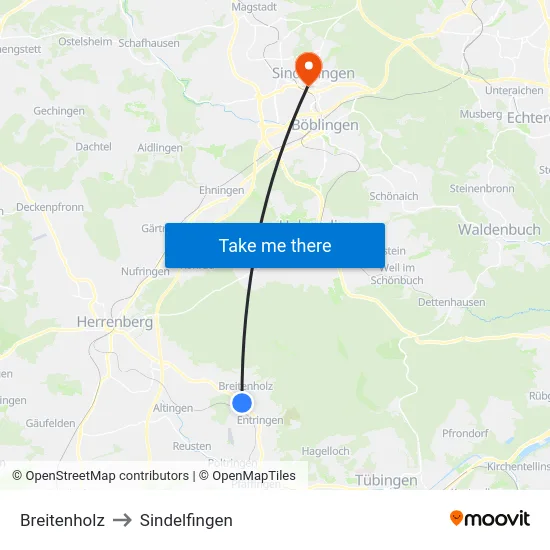 Breitenholz to Sindelfingen map
