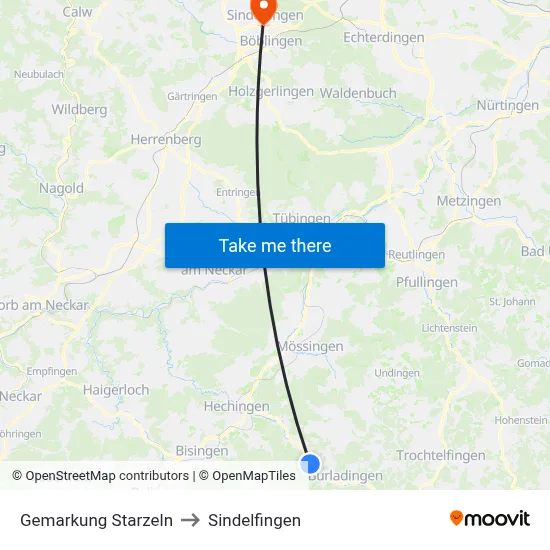 Gemarkung Starzeln to Sindelfingen map