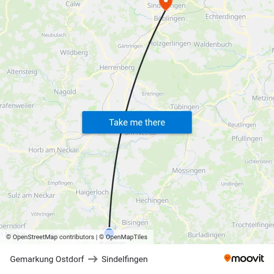 Gemarkung Ostdorf to Sindelfingen map