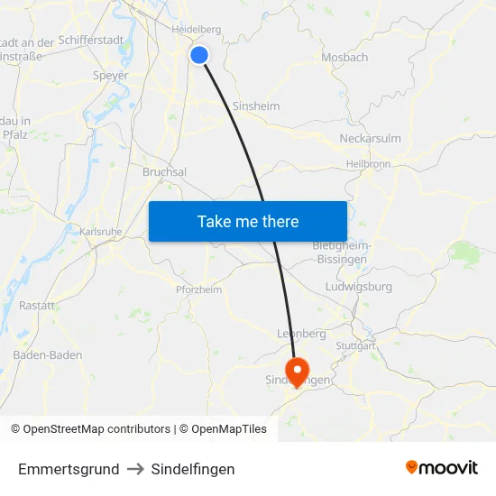 Emmertsgrund to Sindelfingen map