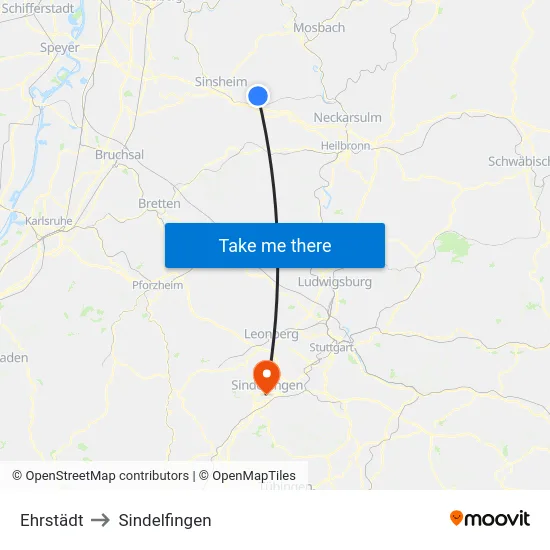 Ehrstädt to Sindelfingen map