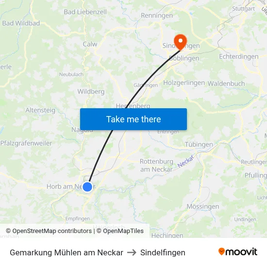 Gemarkung Mühlen am Neckar to Sindelfingen map