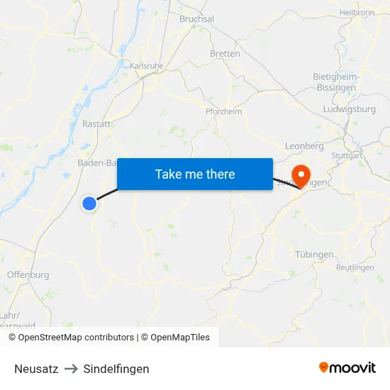 Neusatz to Sindelfingen map