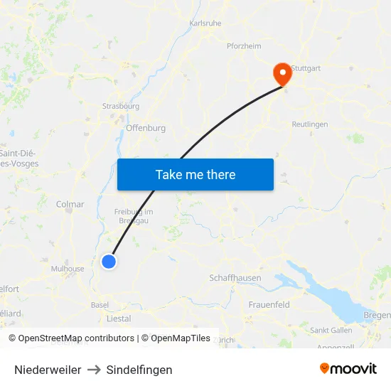 Niederweiler to Sindelfingen map