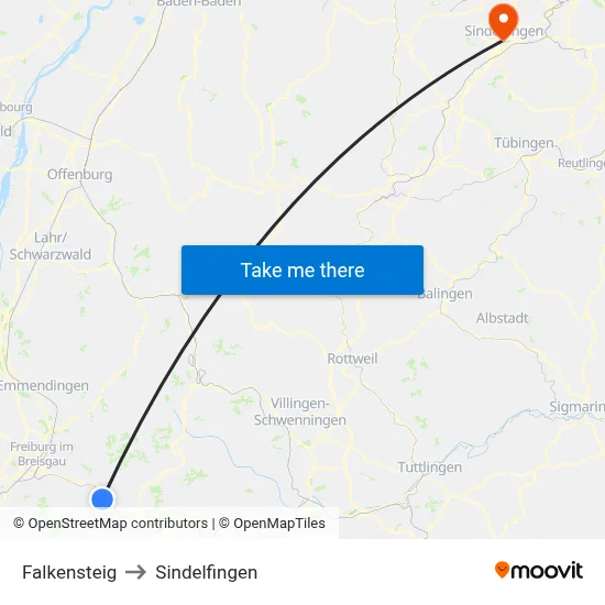 Falkensteig to Sindelfingen map