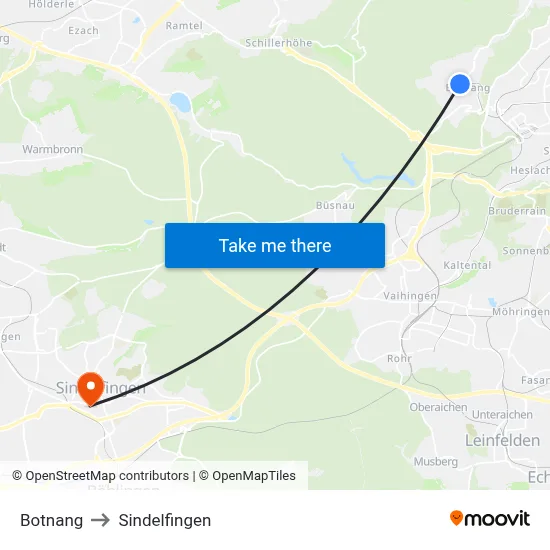 Botnang to Sindelfingen map