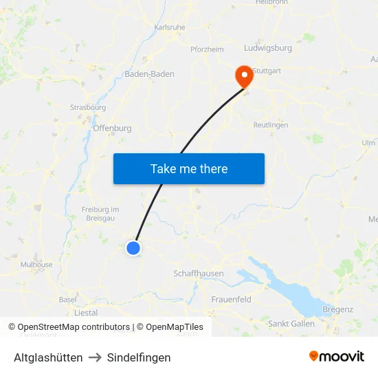Altglashütten to Sindelfingen map
