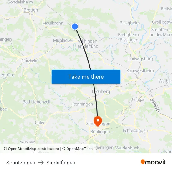 Schützingen to Sindelfingen map