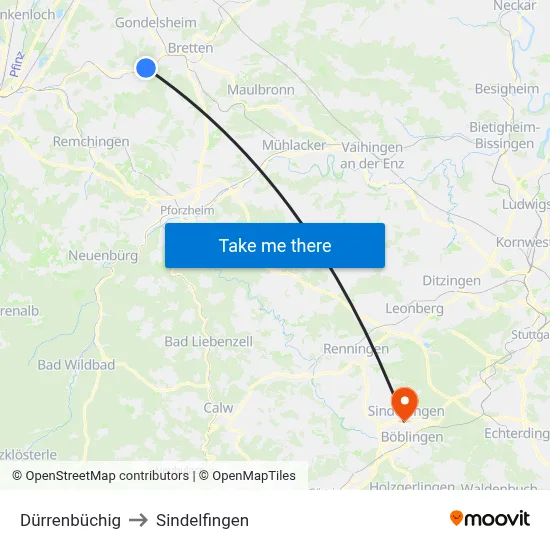 Dürrenbüchig to Sindelfingen map