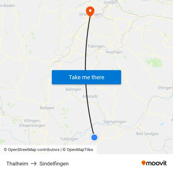 Thalheim to Sindelfingen map