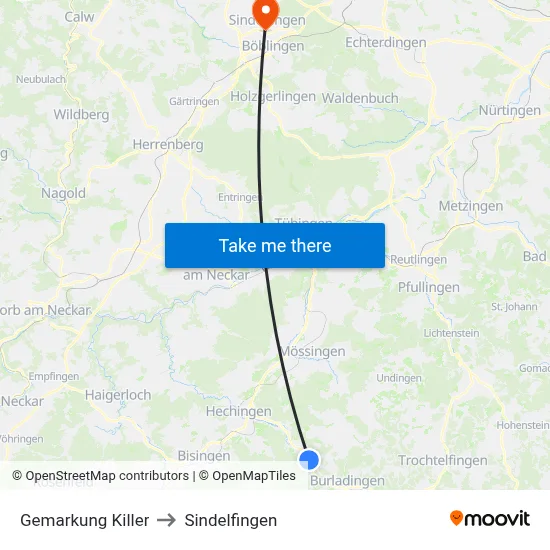 Gemarkung Killer to Sindelfingen map